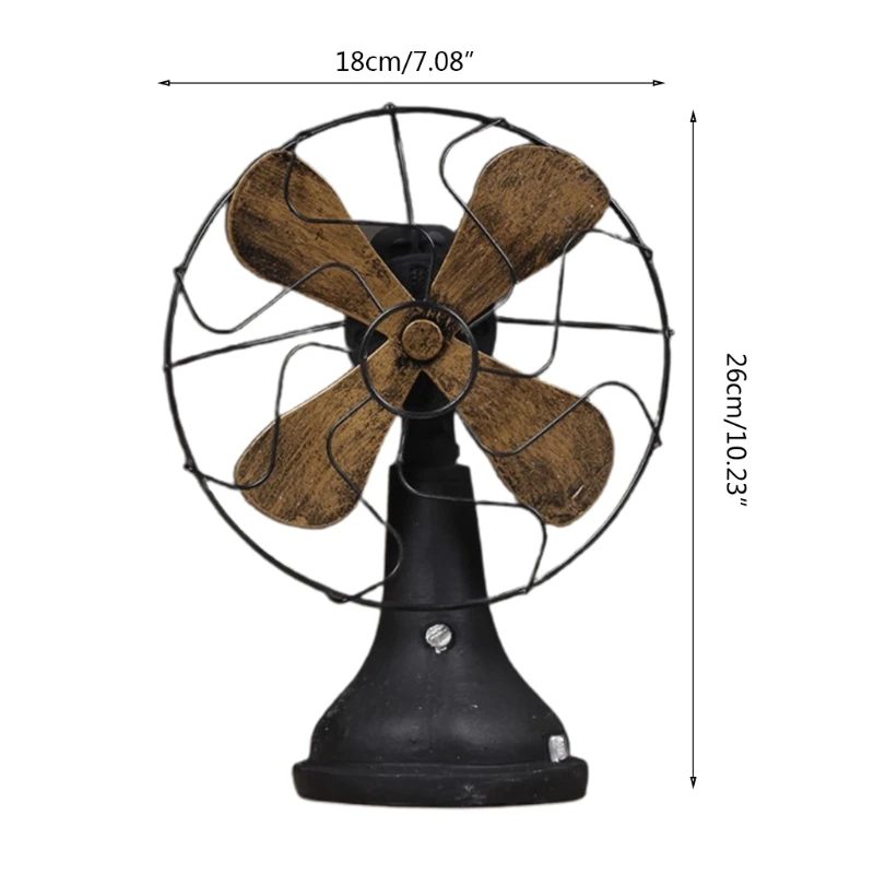 

AXYE European Style Vintage Resin Electric Fan Model Sculptures Rural Retro Bronze Tone Furnishings Ornament Display Decor