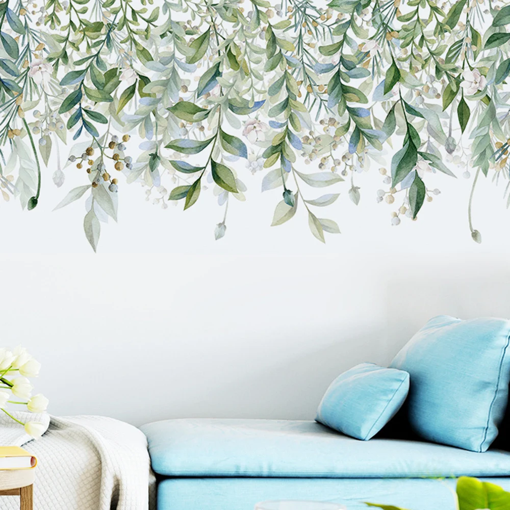

Green Wall Sticker Foliage Leaves Botanical Nursery Decor Mural PVC 30*90cm