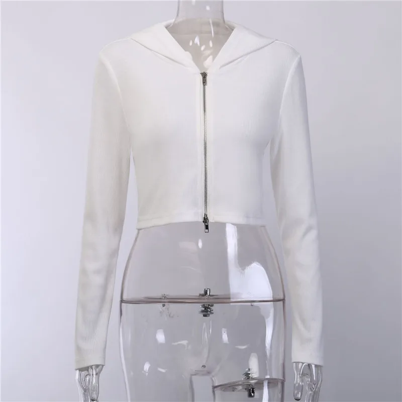 OUMEA женские двойной конец застежки-молнии металла ребра укороченные трикотажные