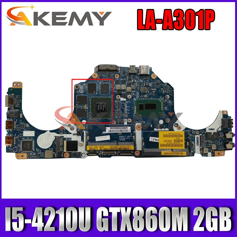 

Akemy CN-076JXP 076JXP 76JXP For Dell Alienware 13 Laptop Motherboard I5-4210U GTX860M 2GB LA-A301P Mainboard 100% tested