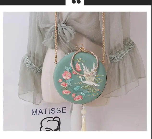 Angelatarch Новое поступление китайская Птица Цветочный Cheongsam свежий классический в стиле ханьфу круговой сумка-мессенджер дневной клатч Сумки для рук
