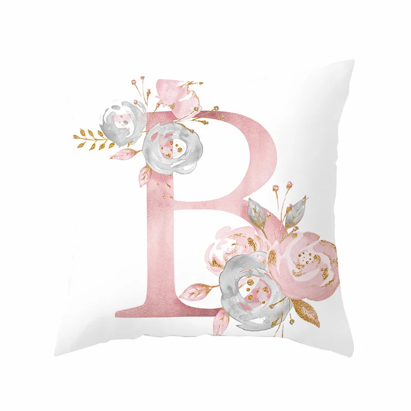 

Pink Letter Cushion Cover 45x45 Polyester Pillowcase Sofa Cushions Decorative Throw Pillows Cover Car Cushion Home Decoration