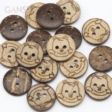 50pcs/lot Size:12.5mm-20mm Round Natural Coconut 2 holes Buttons Animal Design Button Accssories Sewing Button (ss-900)