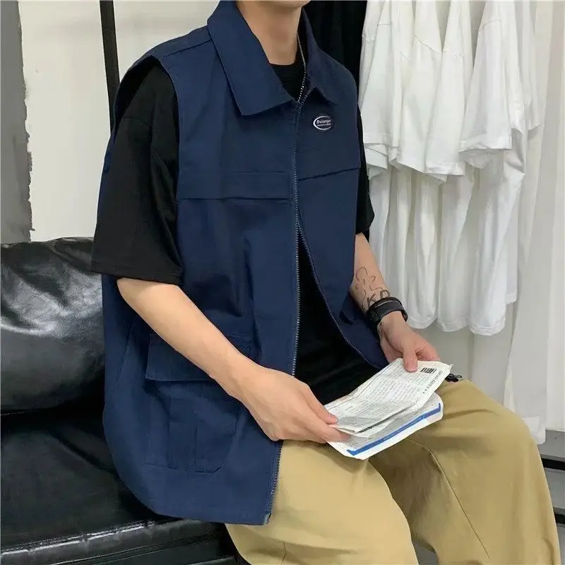 

Tooling Vest Jacket men's Hong Kong Style autumn 2020 Korean fashion rascal net red sleeveless jacket