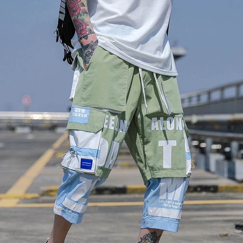 Шорты карго мужские с множеством карманов повседневные модные штаны в стиле хип