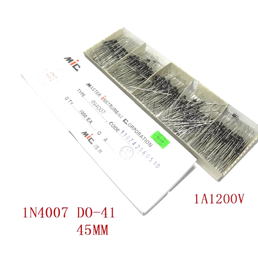 100 шт. 1N4007 DO-41 4007 1A 1000 в высококачественный выпрямительный диод IN4007 новый оригинальный