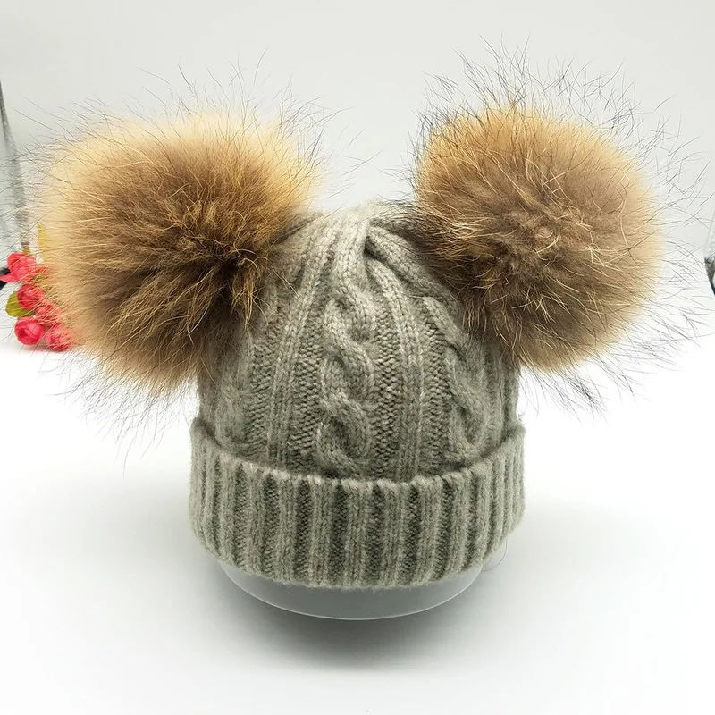

Hat Wool Hat Autumn Winter Korean Version Of Real Wool Ball Warm Knitting Winter Hat Girls And Boys Hats Wholesale