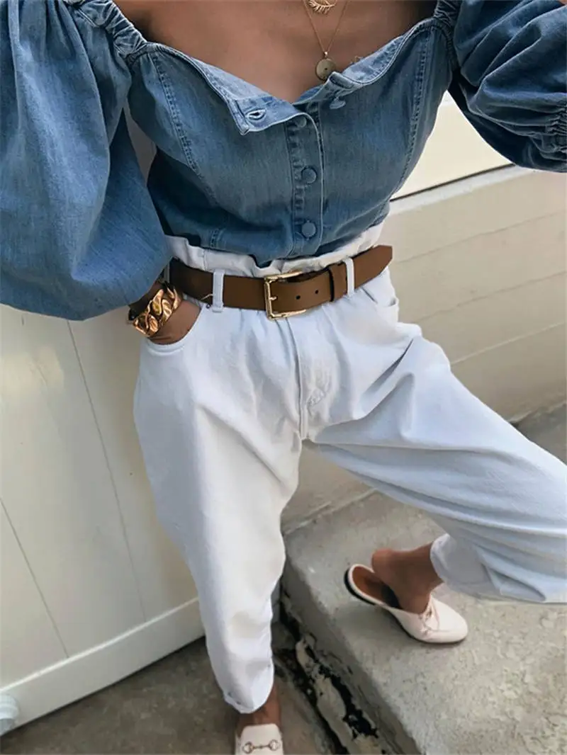 2019 Осенняя женская элегантная сексуальная синяя Повседневная рубашка Женская