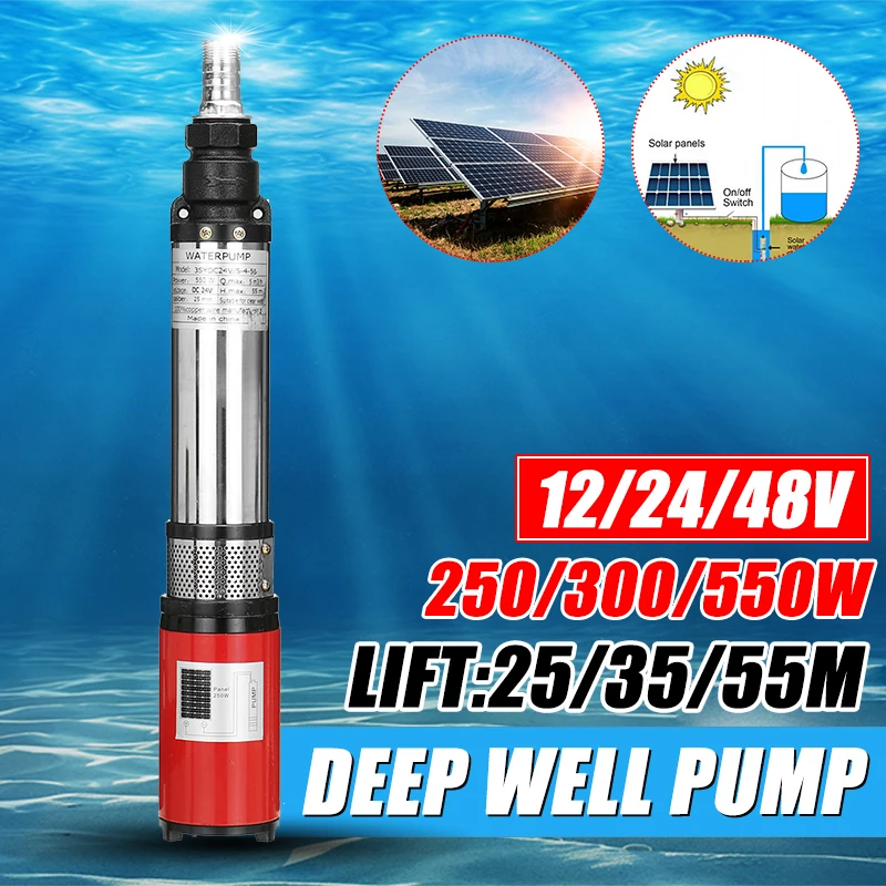 55m 12/24V/48V Водяной насос на солнечной батарее с высоким подъемом 250W/300W/550W штанговый