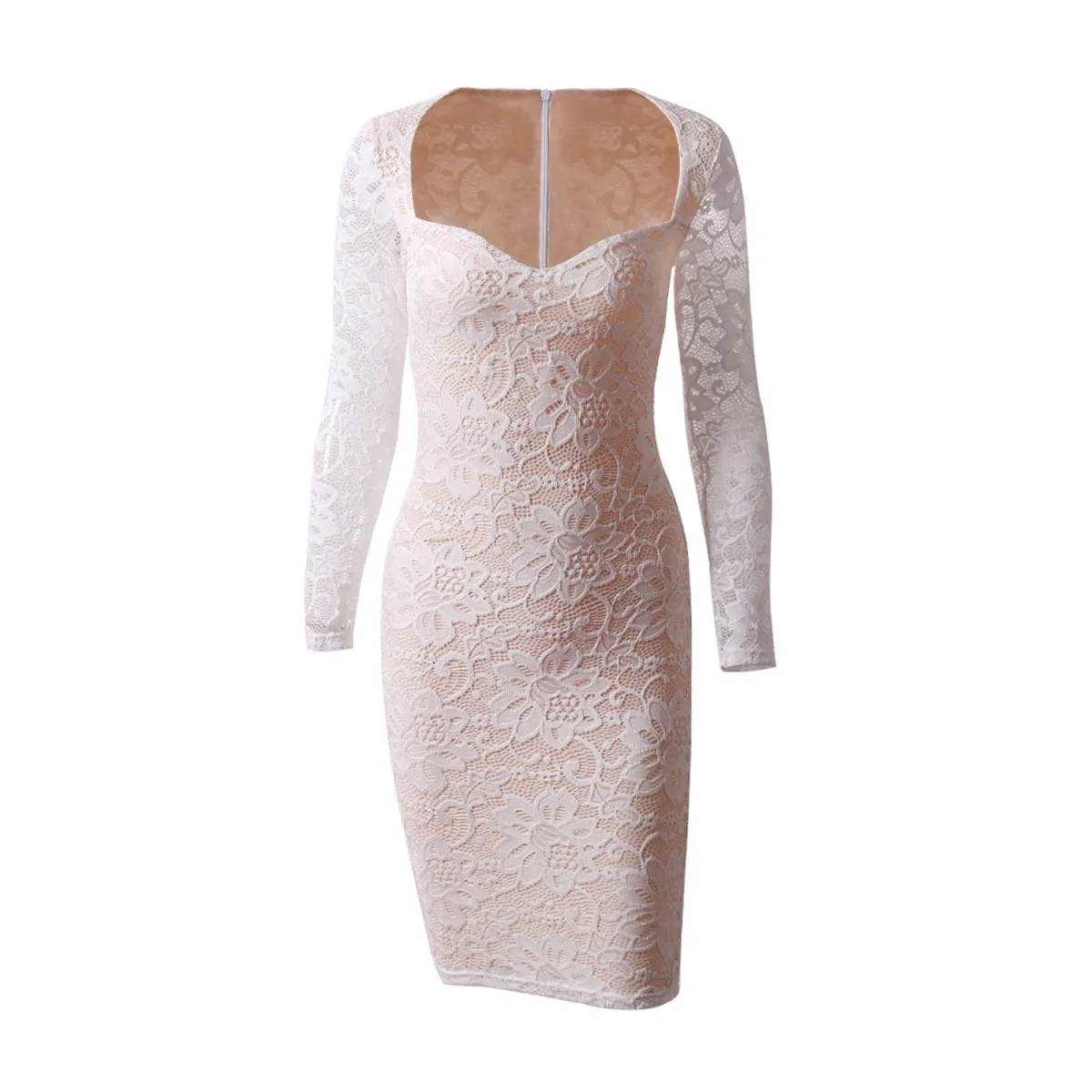 Элегантное женское кружевное платье сексуальное с квадратным воротником и