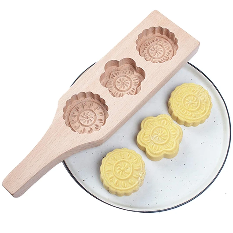 Форма цветка MoonCake прессформа деревянная ручная форма выпечки для маффина Mooncake