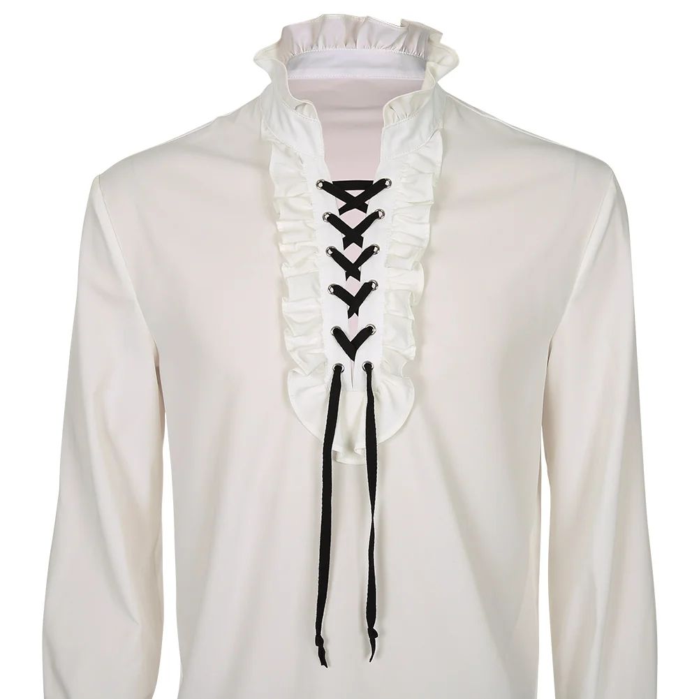 

Men Shirt Retro Victorian Pirate Cosplay Costume Shirt Gothic Steampunk Ruffle Fancy Tops Halloween Carnival Party Suit