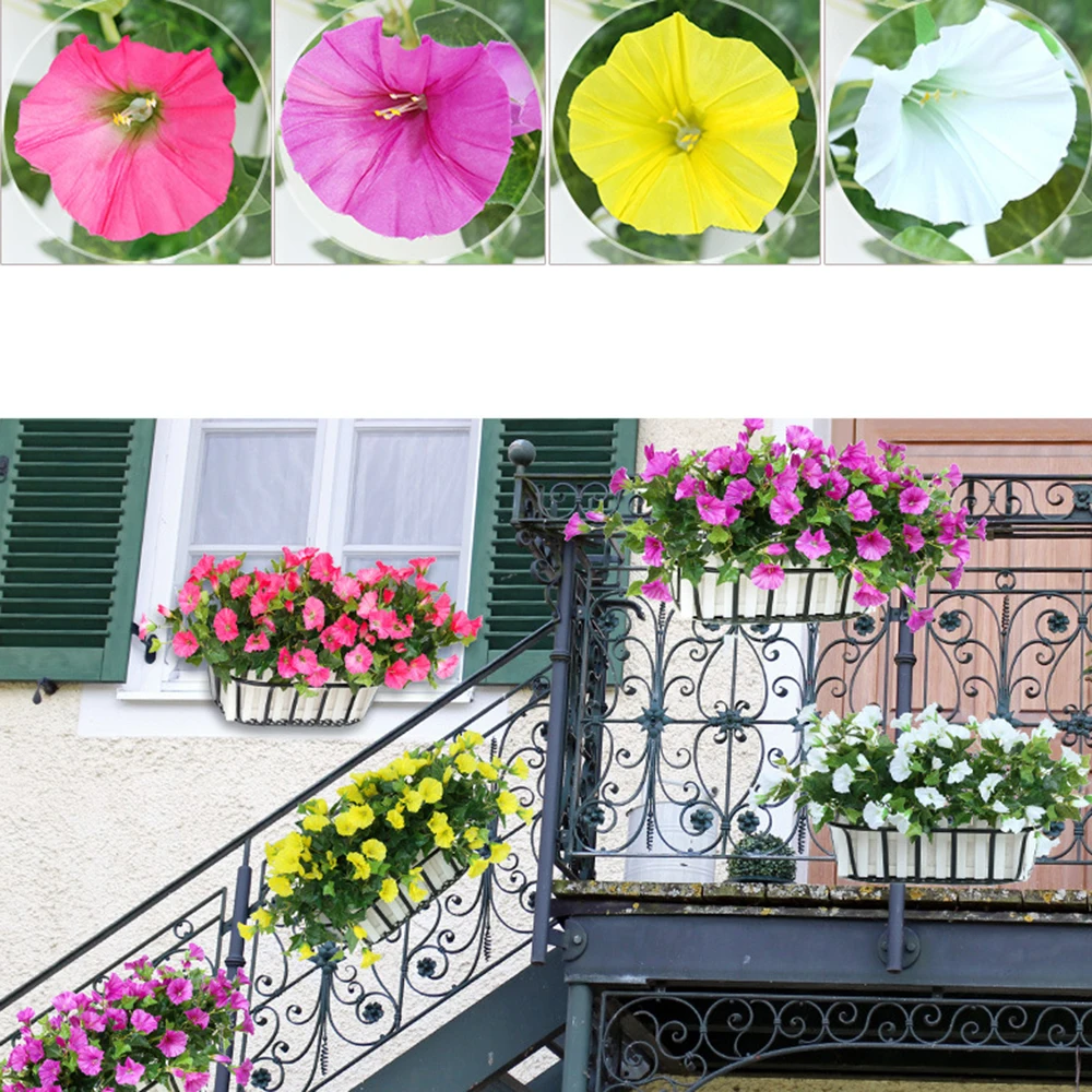 Fake Morning Glory Simulation Petunia Wedding Home Decor Artificial Flowers Fence Window Greenery Leaf Plants | Дом и сад