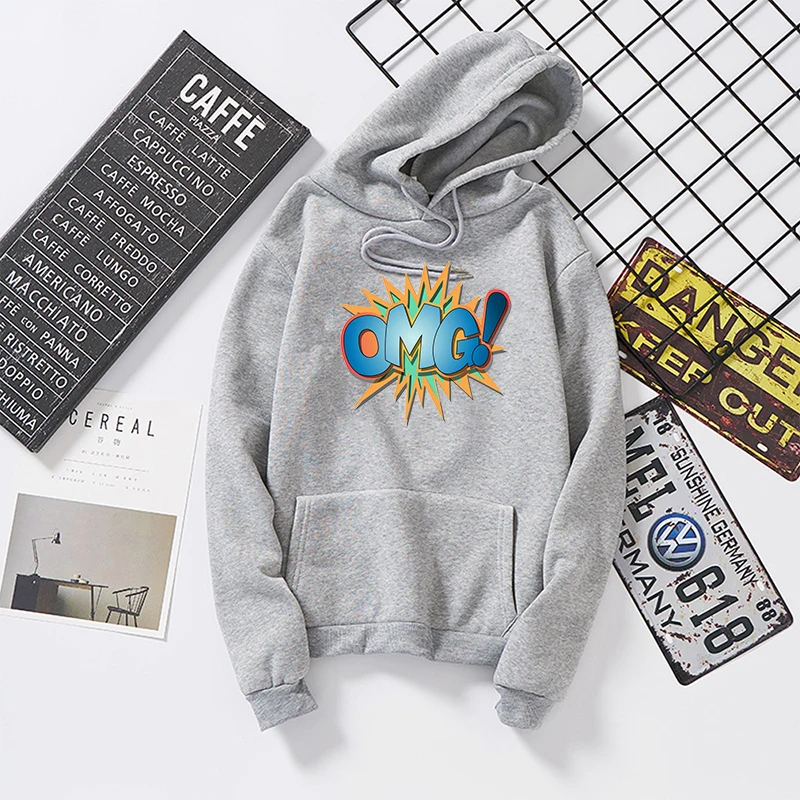 

Autumn Winter Warm Large Size Pullovers OMG Letter Print Hoodies Style Long Pullovers Hooded Cartoon Streetwear OMG Letter Print
