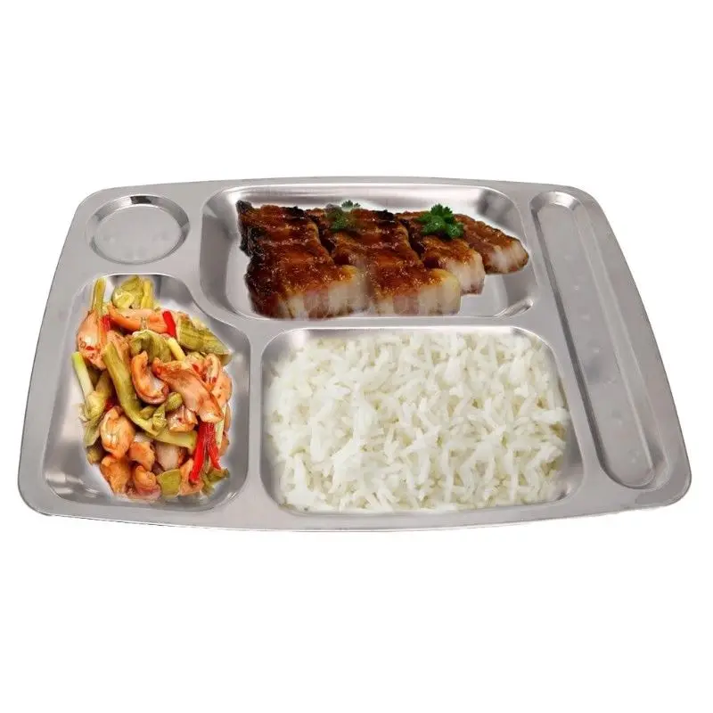 

Stainless Steel Kids Snack Tray School Food Lunch Box Plate Suitable For Picnics Cafeterias Convalescent Homes Hospitals Etc