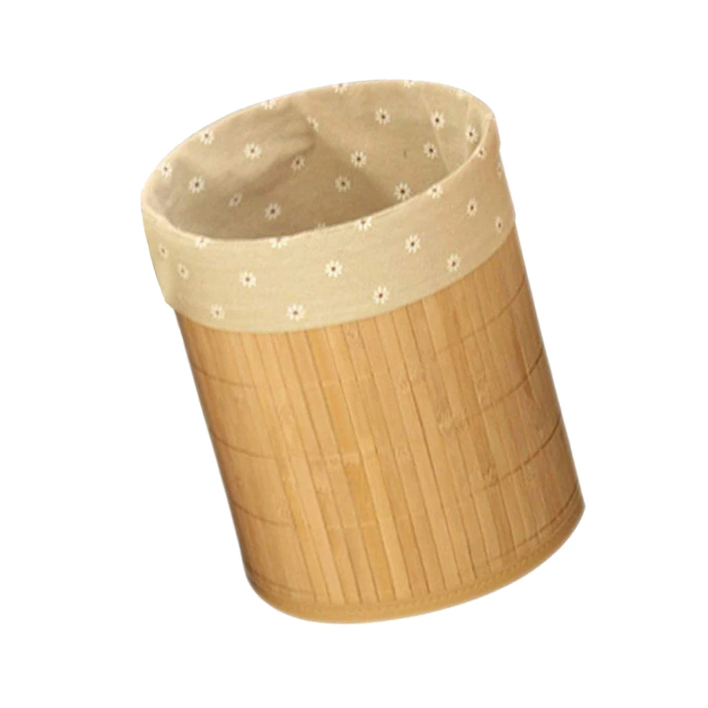 Cubo de basura de bamb&uacute; plegable, cesta de basura de Cubo de basura duradera para Ba&ntilde;o, Dormitorio, oficina, 22x27cm-5