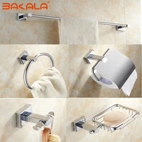 bakala 5 pcsset round stainless steel bathroom accessories setsoap dishrobe hookpaper holdertowel bar