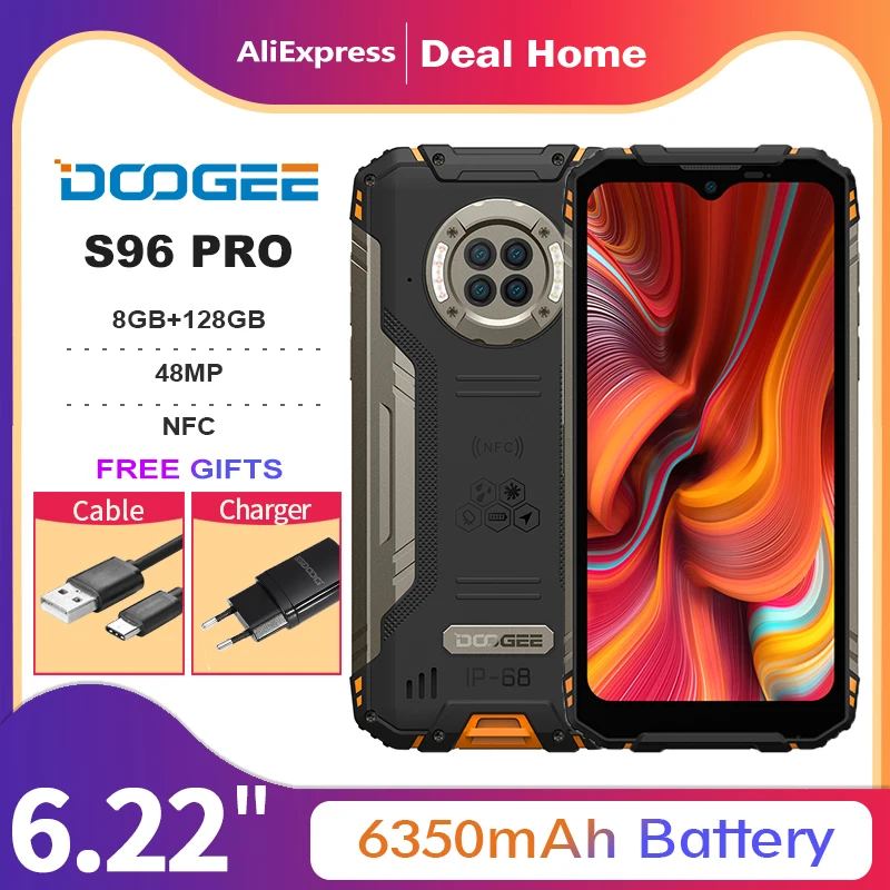 Смартфон DOOGEE S96 Pro 8 + 128 ГБ 48 МП 20 ядер 6 22 дюйма 6350 мАч|Смартфоны| |