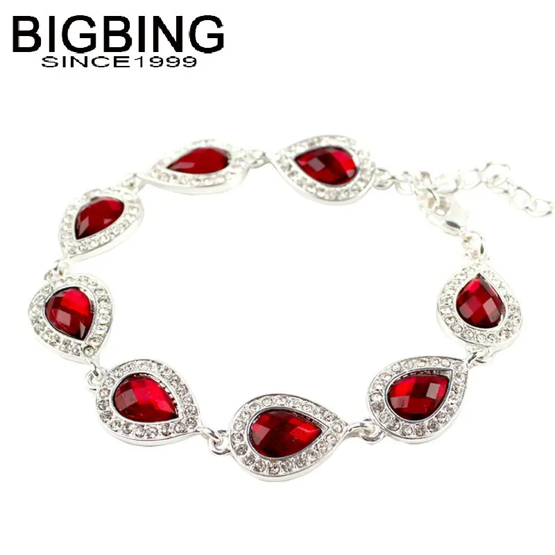 R063 BIGBING ювелирное изделие модный серебряный браслет с красным кристаллом Женские