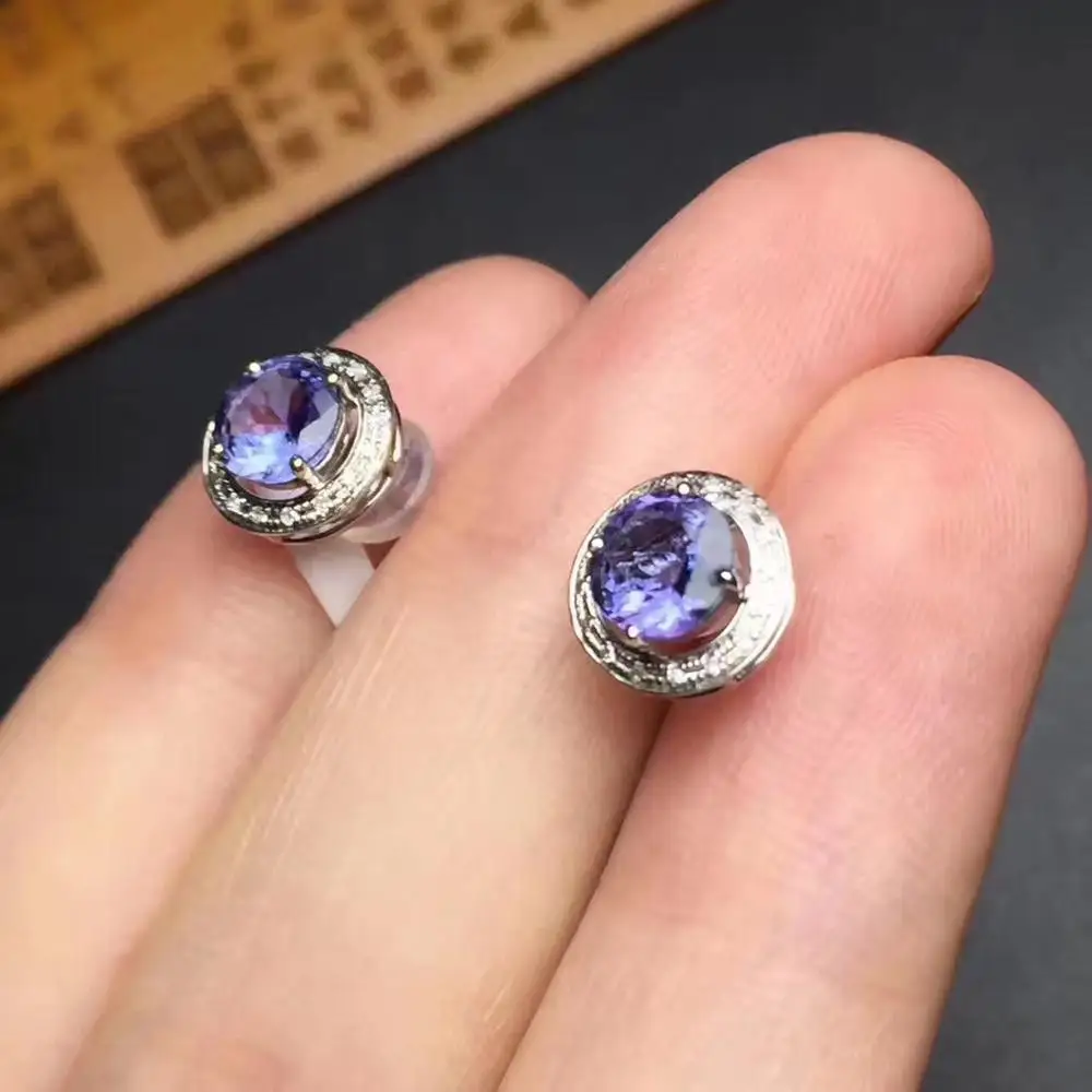 Модные серьги бесплатная доставка натуральные и настоящие anzanite из стерлингового