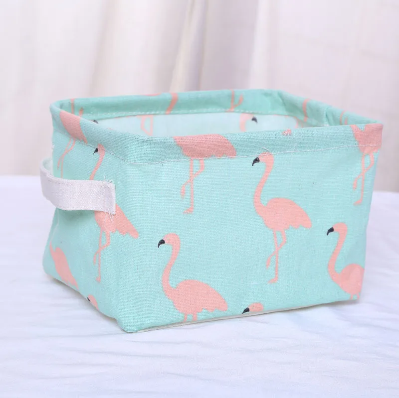 Простая складная корзина для хранения из хлопка и льна тканевый квадратный