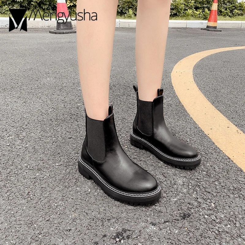 Утепленные на толстой подошве пинетки mujer зимние женские эластичные низком