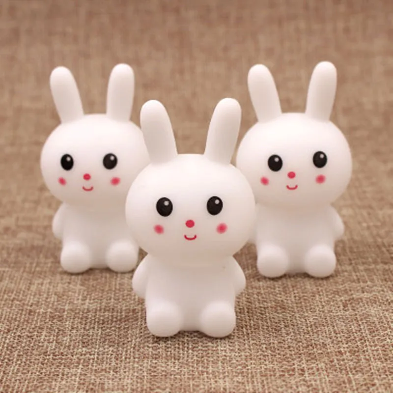 Juguete de descompresi&oacute;n con dibujos animados para ni&ntilde;os, conejo blanco suave, decoraci&oacute;n de escritorio, regalos blandos para dedos-1