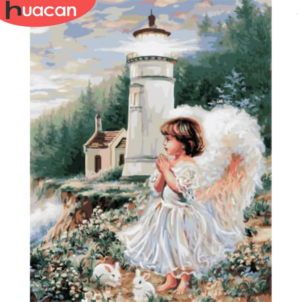 Набор для рисования по номерам HUACAN Angel Girl рисование на холсте ручная роспись