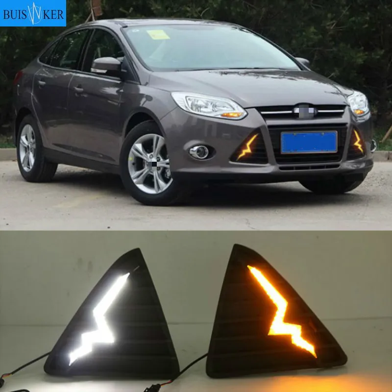 12В светодиодный ные автомобильные ДХО для Ford Focus 3 MK3 2012 2013 2014 2015 дневные ходовые