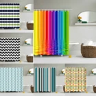Водонепроницаемые занавески для душа для ванной комнаты, домашний декор, занавески для ванной из полиэстера, занавески для душа с геометрическим узором в полоску
