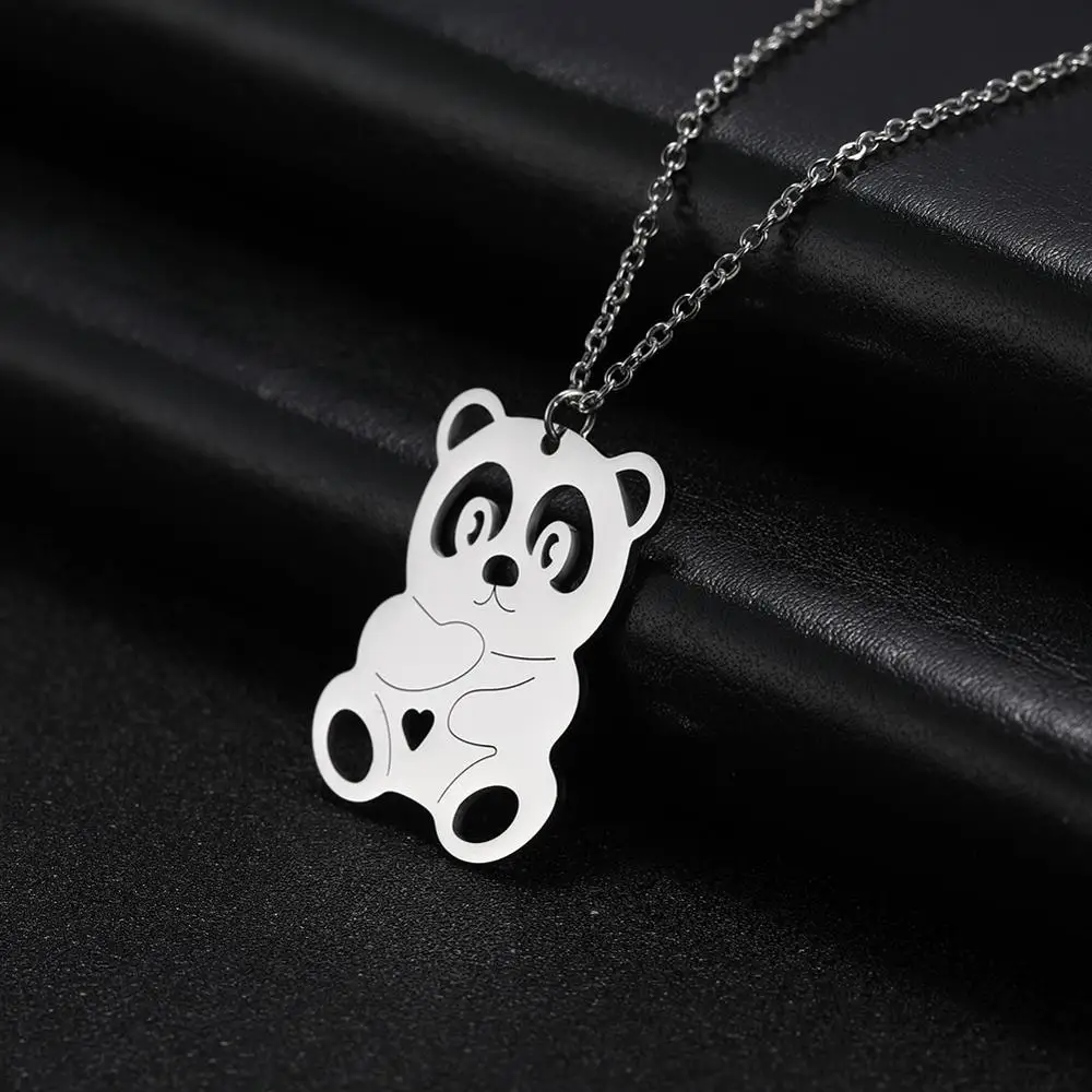 

Lemegeton Cute Panda Owl Koala Dog Cat Pig Necklace Women Stainless Steel Jewelry Friends Gift Animal Choker Necklaces Bijoux