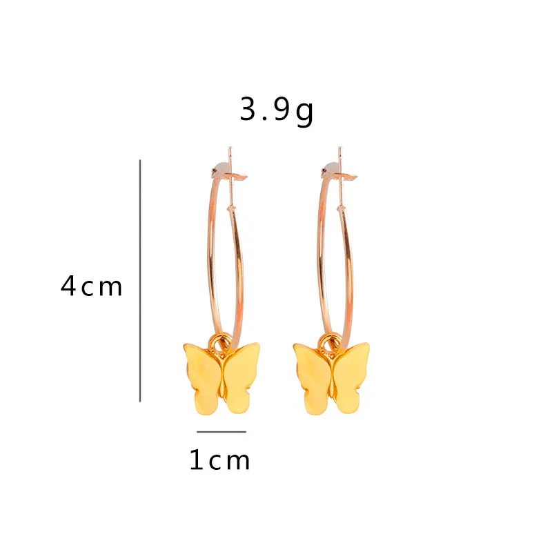 

Fashion Popular Butterfly Earring For Women Metal alloy Ear Hooks Big Round Circles Earrings Ladies Jewelry Gift