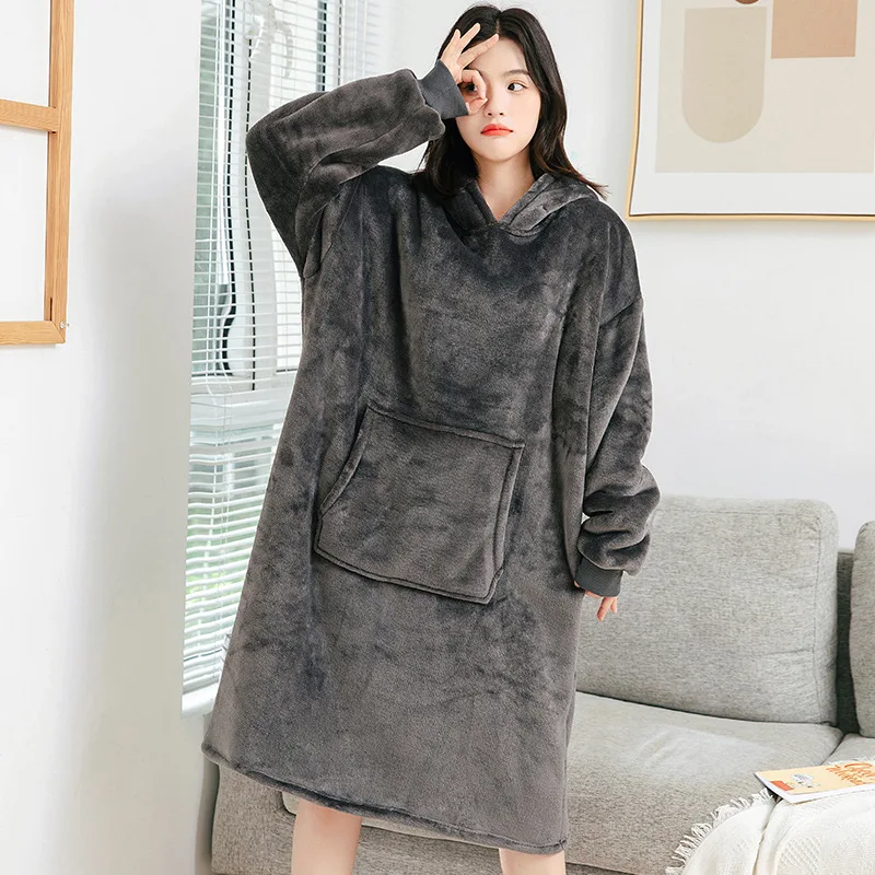 

Oversized Hoodie Blanket Wearable Blanket with Sleeves Red Pink Gray Winter Fleece Sweatshirt Blanket for Women Men