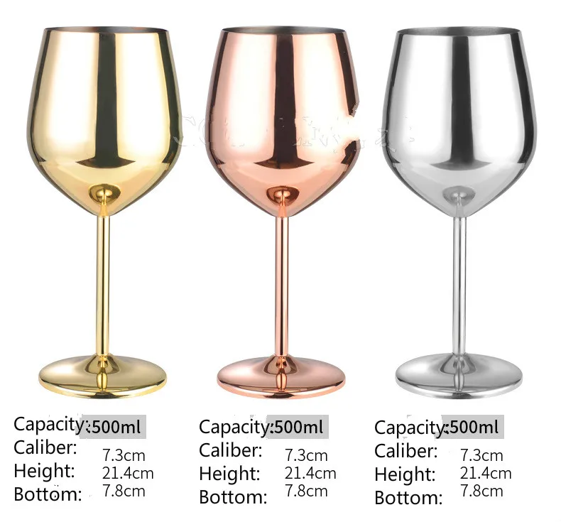 304 glasses of red wine stainless steel silver pink gold juice cup cop party champagne cooking 500ml | Дом и сад
