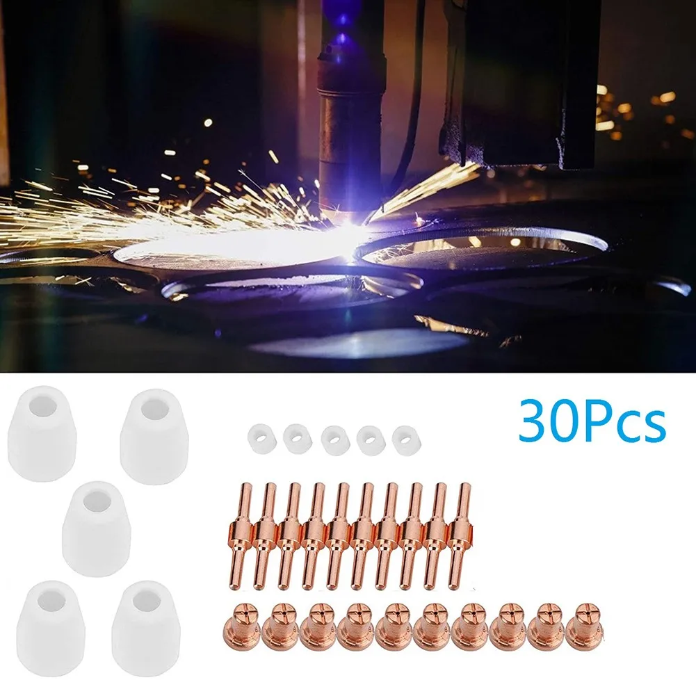 

30 Pcs Air Plasma Cutter Consumables Electrode Tip Kit For Torch PT-31 LGK-40 CUT40 CUT50 High Quality