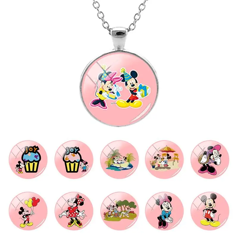 

Disney Mickey Mouse Couple Classic Animation Pattern Glass Dome Pendant Necklace Cute Necklace girls Cabochon Jewelry MIK88-25