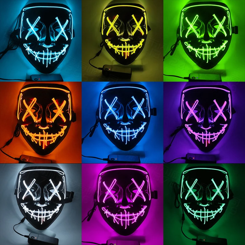 

Halloween LED Mask Halloween Party Masque Masquerade Masks DJ Party Light Up Masks Glow In Dark Neon Mask