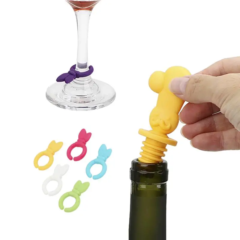 6 шт силиконовый красный маркер на стакан для вина Шарм питьевой идентификация