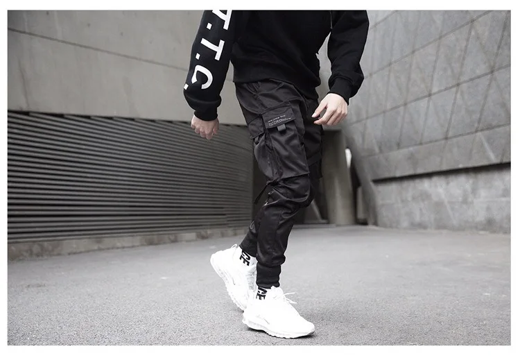 

2020 Spring Hip Hop Joggers Men Black Harem Pants Multi-Pocket Cargo Fashion Man Sweatpants Streetwear Casual Mens Pants