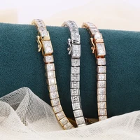 Customized tennis bracelet 14k Rose gold 3x3mm princess cut moissanite stone bracelet