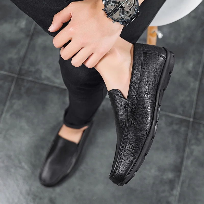 

men shoes Casual Mens Loafers slip on Moccasins Breathable Flat Shoes genuine leather fashion men Footwear sneakers homme