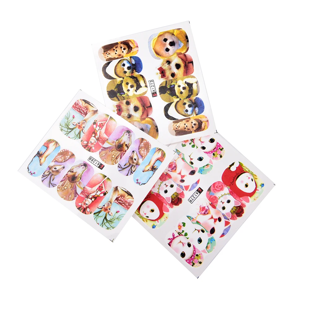 24 листа сделай сам милые животные полная упаковка наклейка для ногтей