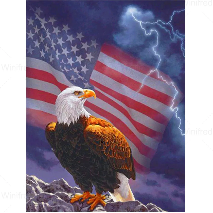 

New Full Square/round Drill 5D Diy Diamond Painting Eagle American Flag USA 3D Diamond Embroidery Cross Stitch Home Decor
