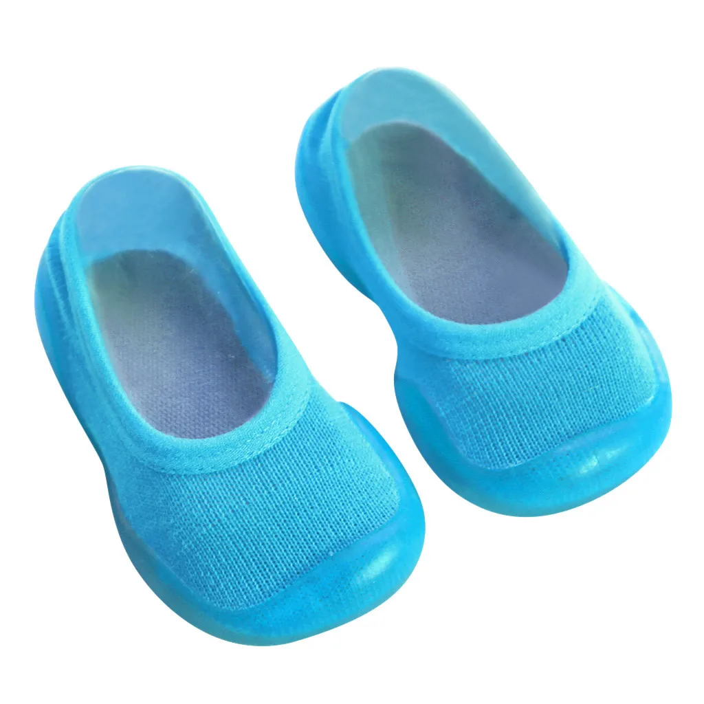Light blue Детские однотонные носки с мягкой резиновой подошвой для новорожденных девочек; носки-Тапочки - Цвет: Light blue