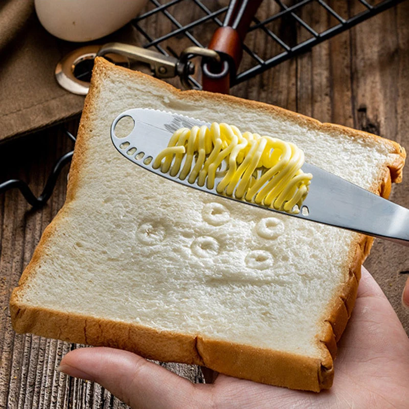 

Butter Knife Stainless Steel Cheese Butter Cutter With Hole Multifunction Wipe Cream Bread Knife Cheese Board Kitchen Gadgets