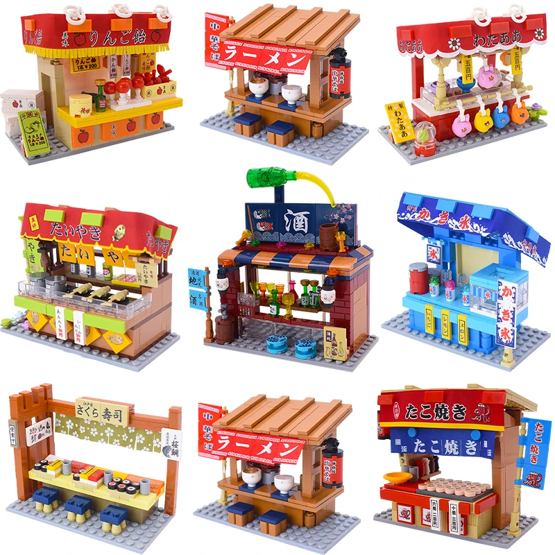 

4pcs/set City Street View Snack Bar House Building Blocks Model Toy Creator Bistro Shop Restaurant Scenes Bricks DIY Toys Gifts