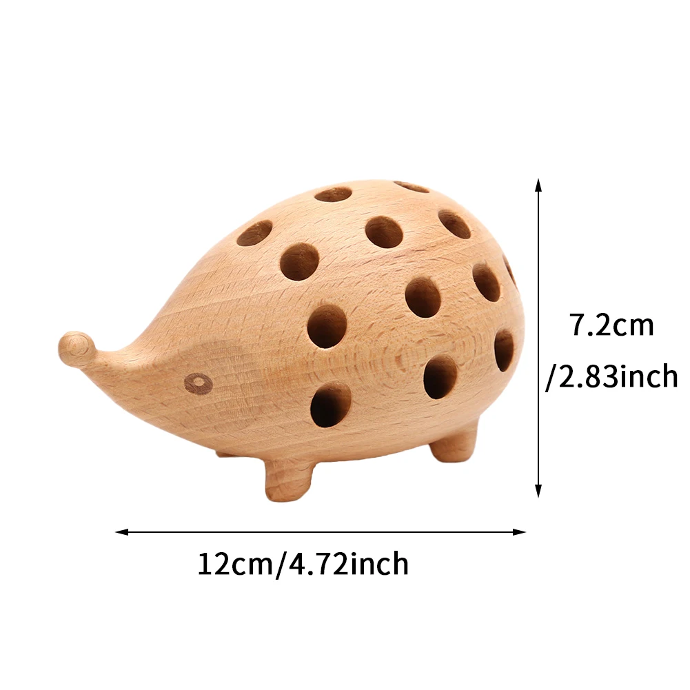 

Hedgehog Penholder Arts Crafts Study Decoration Wood Carving Stationery Children Stable Sturdy and Durable 12x7.5x7.5cm