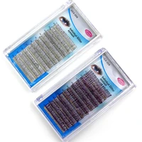 12 strips 3d glitter color eyelash extensions 0 15mm thick purplesilver individual colorful shiny false eyelashes makeup tools