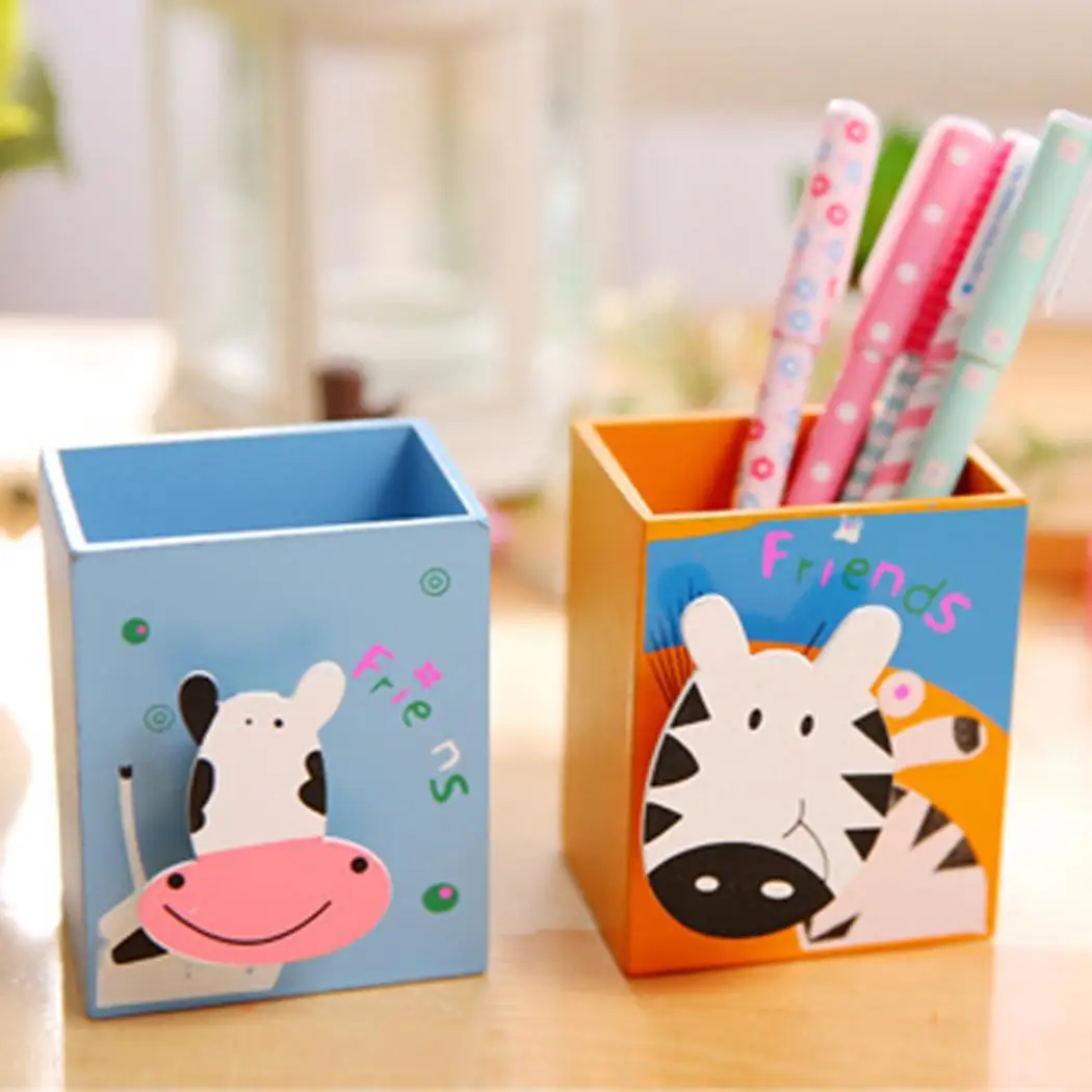 Мультяшный милый студенческий деревянный держатель карандаша ручка украшение