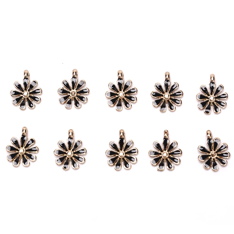 

10PCS Enamel Alloy Flower Pendants Metal Charms DIY Jewelry Findings Craft 7 Colors Wholesale